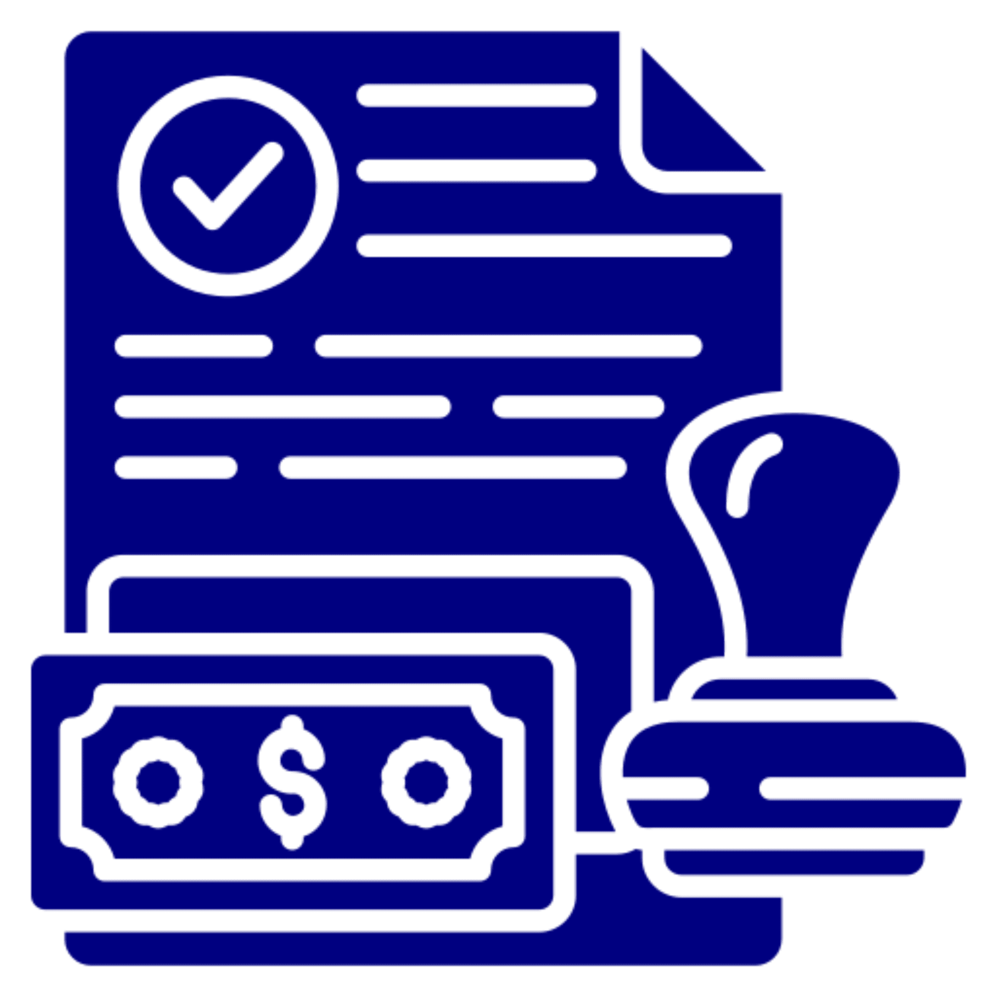 Document with money and stamp icon.